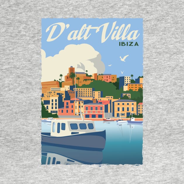 Dalt Villa Ibiza Spain Retro Vintage Travel Poster  Apparel by Terrybogard97